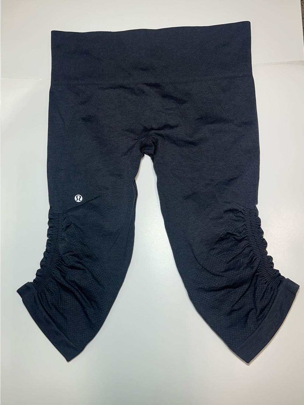 Lululemon Side Scrunch Leggings Crop Charcoal Black Women 8
